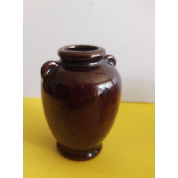 Vintage Banko Japan Red Ware Clay Bud Vase 3D Diorama Pagoda  Pottery 4" Tall - Picture 5 of 9